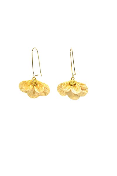 NARRU NARRU handmade earrings, in the shape of flowers, yellow and gold, Milena 03