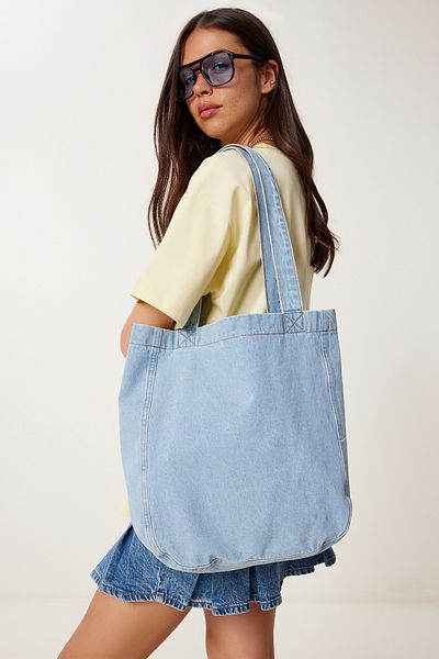 Lovelyİstanbul Τσάντα Canvas Shopper ΑΝΟΙΧΤΟ ΜΠΛΕ LOK0010