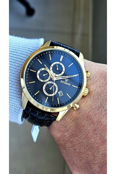Raymond Rym-1146 Quartz Men's Watch - Steel Case and Leather Cord - 2 Years Warranty