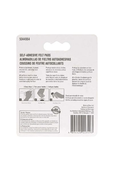 ACE 12-Piece Self-Adhesive Self-Leveling Square Protective Felt Pads Brown 1.9cm
