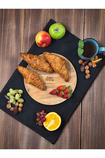 bonfesto Set Of 2 Hamburger Serving Plates, Made Of Acacia Wood, ®, 25 X 25 X 1.5 Cm