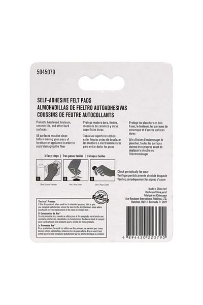 ACE 75-Piece Round Self-Adhesive Protective Precision High-Quality Felt Pads White 1cm