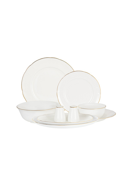 Madame Coco Edmon 6 Kişilik 30 Parça Yemek Takımı - Beyaz/Gold