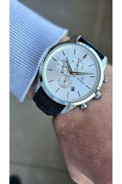 Raymond Rym-1146 Quartz Men's Watch - Steel Case and Leather Cord - 2 Years Warranty
