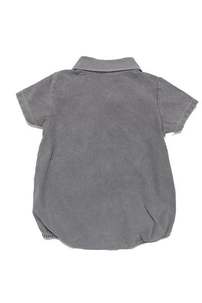 bebegen Baby Boy Gray Denim Collar Bear Patterned Pantyhose Jumpsuit