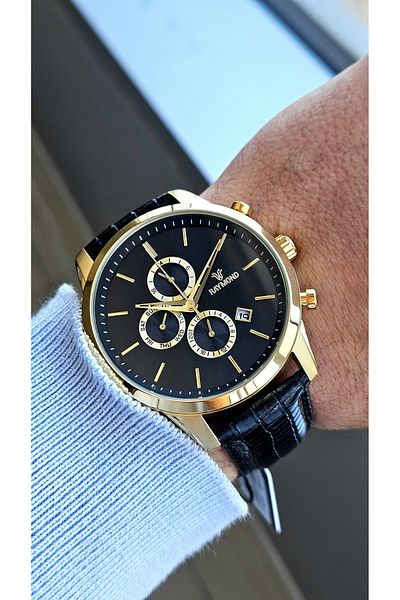 Raymond Rym-1146 Quartz Men's Watch - Steel Case and Leather Cord - 2 Years Warranty