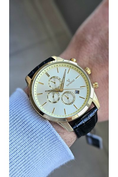 Raymond Rym-1146 Quartz Men's Watch - Steel Case and Leather Cord - 2 Years Warranty