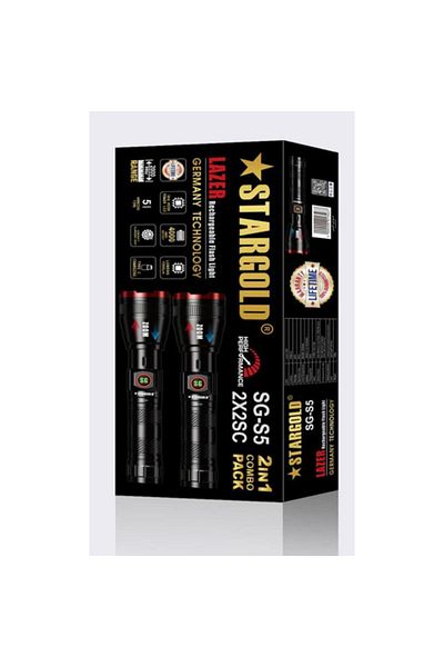 Generic STARGOLD Rechargeable LED Flashlight Set of 2, 4000mAh, 1200M Laser Beam, 5-Hour Runtime