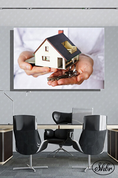 Şehber Tekli Yatay Kanvas Dekoratif Duvar Tablosu Emlakçı Emlak Ofisi GYO İnşaat Firmaları