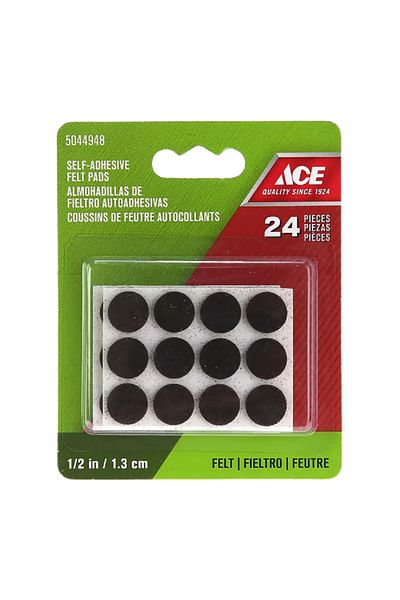 ACE 24-Piece Sturdy High-Quality Self-Adhesive Protective Felt Pads Brown 1.3cm