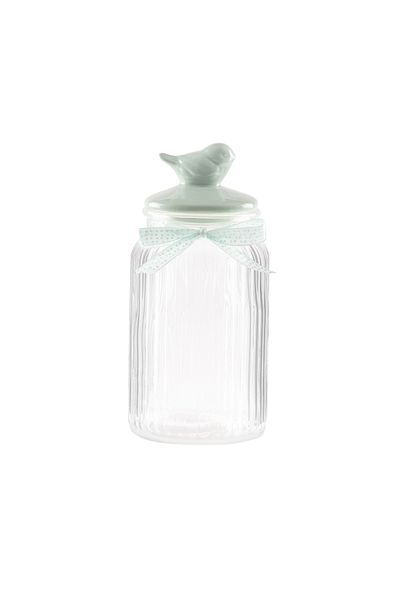 Madame Coco Jar Cylinder with Bird - Mint Green - 1300 ml
