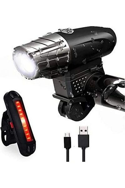 Generic KUYING 2-Piece Rechargeable Front and Back Light for Bicycle