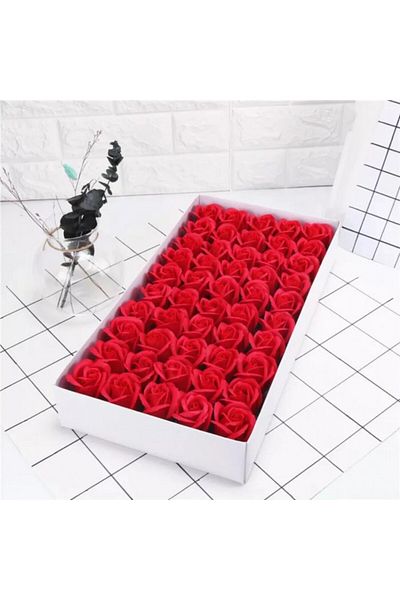 dalimag Set of 50 Soap Flowers Roses, Red, 5 cm