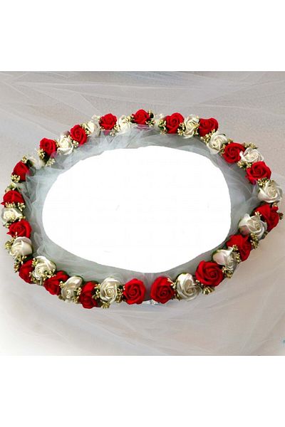 dalimag Tul pentru decor cristelnita, trandafiri sapun rosu si albi, 150 cm