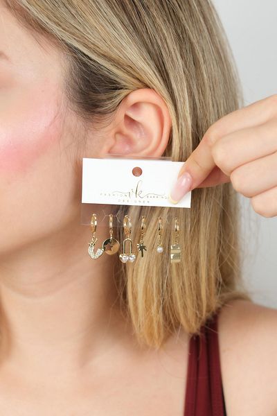 Jack Ferrero Gold Women's Steel 6-Piece Earring Set