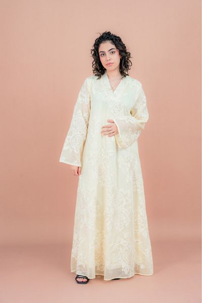IKKXA Floral Embroidered Jalabiya