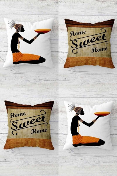 MENTEŞ HOME Home Sweet Home Bohemian African Woman Hidden Zipper Throw Pillow...