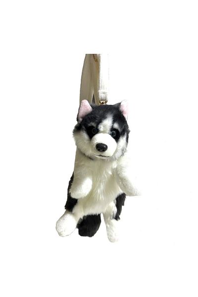 Bear & Deer Bear&Deer Bd-Cat002 Plush Large Dog Shape Backpack Single Eye Black-White