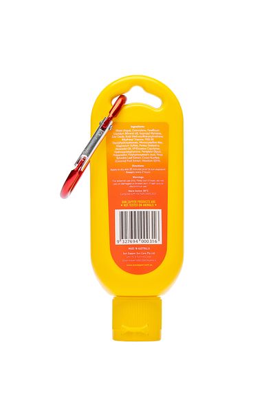 Sun Zapper Clear Zinc Sunscreen Lotion Spf50+ 60ml'Carabiner Clip'