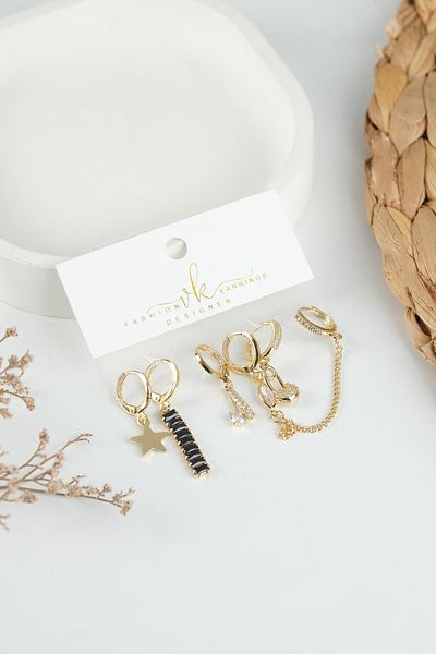 Jack Ferrero Gold Women's Steel 6-Piece Earring Set