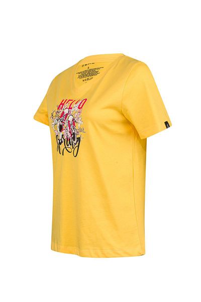 2AS Tricou pentru femei cu decolteu în V cu imprimeu Alone 402