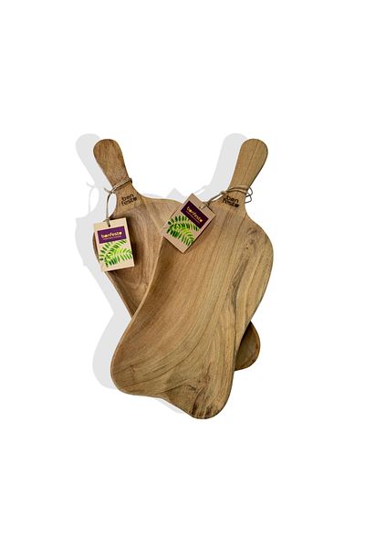 bonfesto Set de 2 platouri din lemn de salcâm pentru servirea brânzeturilor, cârnaților, fructelor, oleaginoaselor, 35x13x2,5 cm