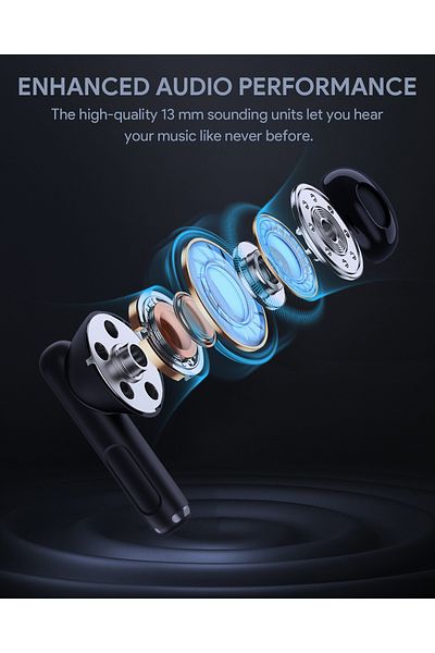 AUKEY سماعات أذن لاسلكية EP-M2 Move Air True، BT 5.3، مقاومة للماء IPX4، عمر بطارية 20 ساعة، أسود