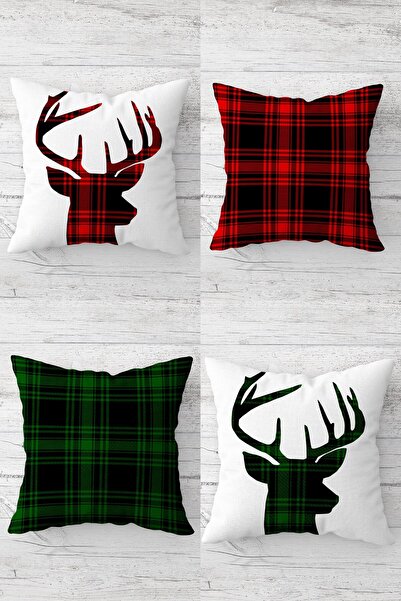 MENTEŞ HOME Crăciun Anul Nou Crăciun Cerb Husă de pernă cu fermoar ascuns Set...