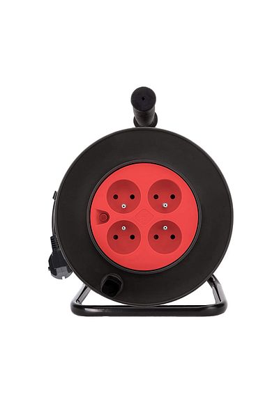 Sofia Concept Prelungitor Rola cu Tambur, French Type, 25m, 4 Prize, Protectie Suprasarcina, 2300W, Black/Red