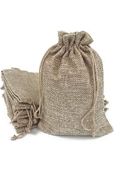 Generic أكياس خيش بنية اللون مزودة برباط، 50 قطعة
