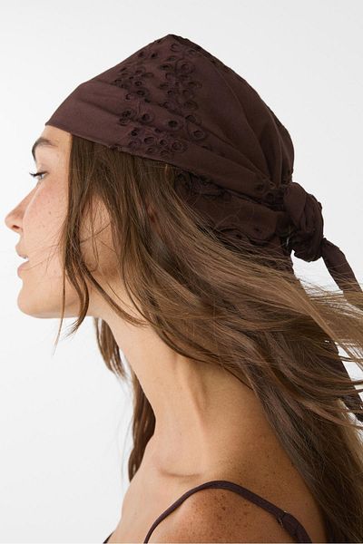 Stradivarius Embroidered cotton scarf