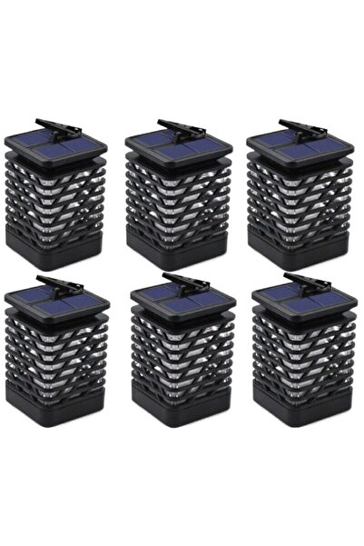 HOZRO Set 6 Solar Lamps HOZRO, Flame Type, Elegant Design, 90x90x145mm, Durable ABS Material, Rechargeable