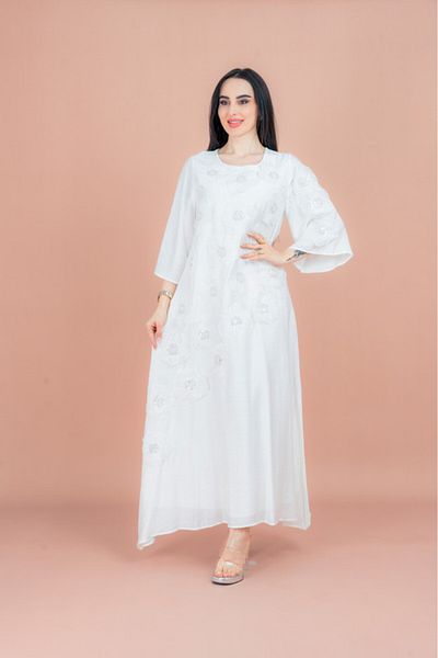 IKKXA Floral Embroidered Jalabiya