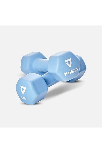 VIA FORTIS Set de 2 gantere VIA FORTIS, 2x3 Kg, premium, din fontă cu înveliș de neopren