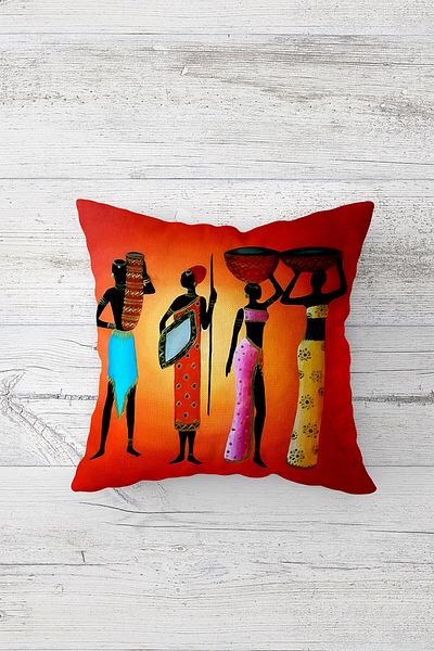 MENTEŞ HOME Set de huse de pernă cu fermoar secret pentru femeie afro-americana și fluture (4 bucăți)
