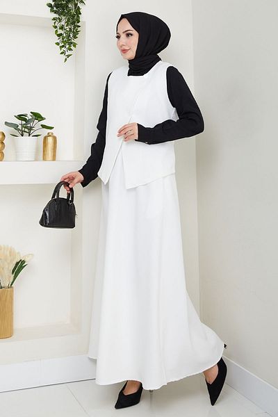 InStyle Vestă asimetrică dublă Suit White