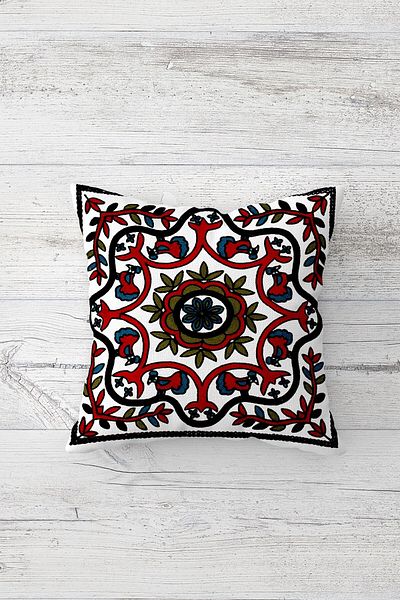 MENTEŞ HOME Set de huse de pernă cu fermoar ascuns cu model etnic fucsia (4 bucăți)