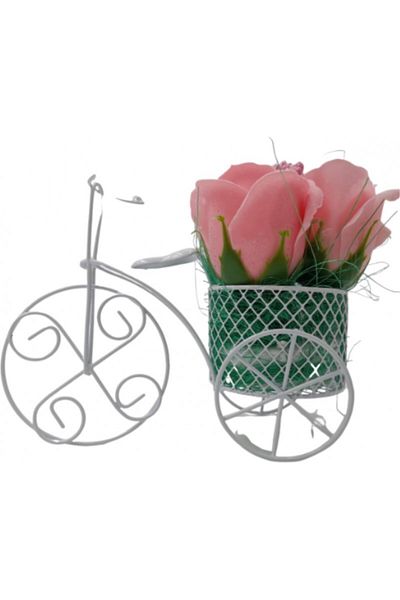dalimag Aranjament floral deosebit 3 trandafiri bicicleta, flori de sapun,