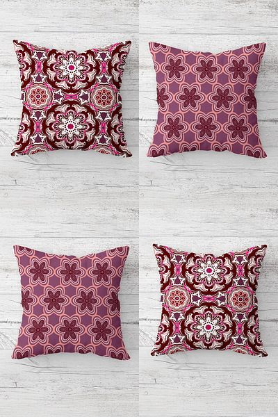 MENTEŞ HOME Set de huse de pernă cu modele geometrice etnice cu fermoar ascuns (4 buc.)