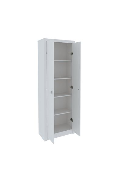 pilati Bookcase with 5 shelves and 2 doors for home and office rooms, white color, 171.5*60*33.8