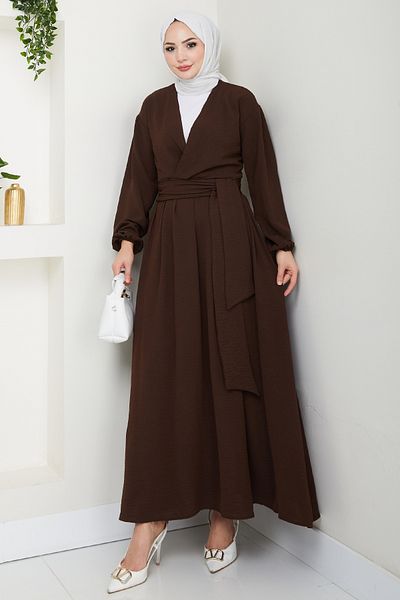 InStyle Bitter Brown Suit with Belted Bolero and Skirt