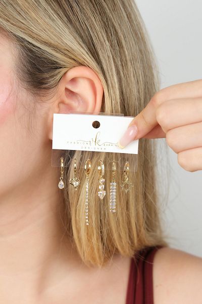 Jack Ferrero Gold Women's Steel 6-Piece Earring Set
