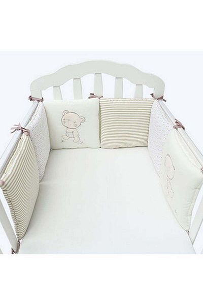 fun zone 6-Piece Set of High-quality Cotton Baby Crib Cot Bumper Cushion With 100% Polyester Filling