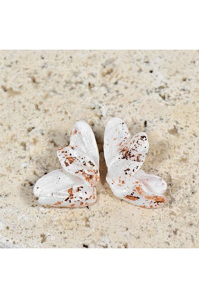 NARRU NARRU earrings, handmade, butterfly-shaped, pearl white and copper, Sierra 12