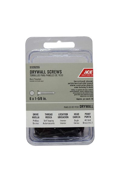 ACE 50-Piece Phillips Fine Drywall Screws Black No.6 x 1-5/8inch