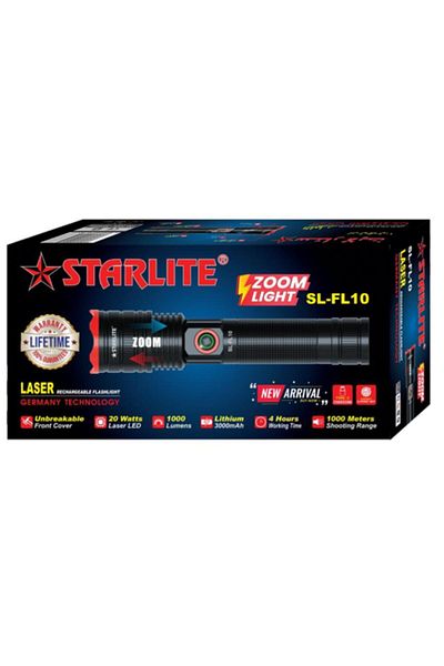 Generic STARKLITE Rechargeable Zoom LED Flashlight – 20W Laser Light, 1000 Lumens, 3000mAh Battery