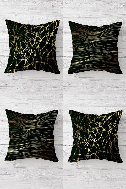 MENTEŞ HOME Gold Network Pattern Combination Hidden Zipper Throw Pillow Cover...