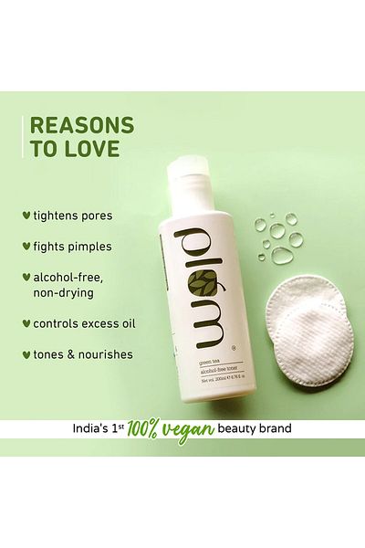 PLUM Green Tea Alcohol-Free Toner 200 ml | Soothing, Oil-Control, Hydrating Face Toner