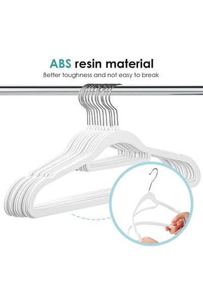fulina 50 Pack Hangers,Plastic Coat Hangers Ultra Thin Space Saving Hook,Strong and Durable,White