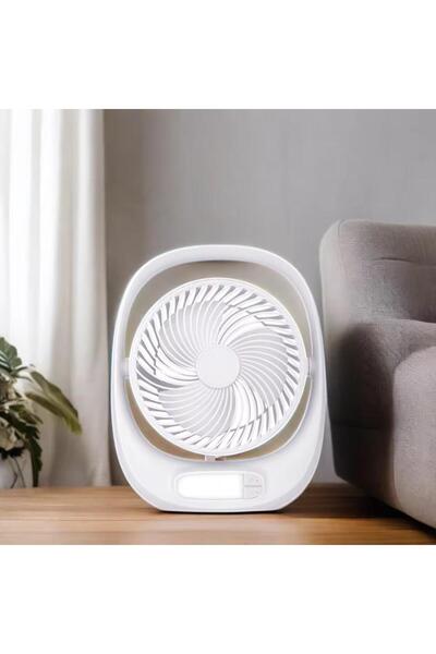 SMAYLİNG Şarjlı Masaüstü Fan – LED Işıklı, 3 Kademeli Hız, 180° Ayarlanabilir...